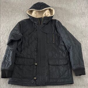 Paul Frank Men's Quilted Black Hooded Jacket Sz L